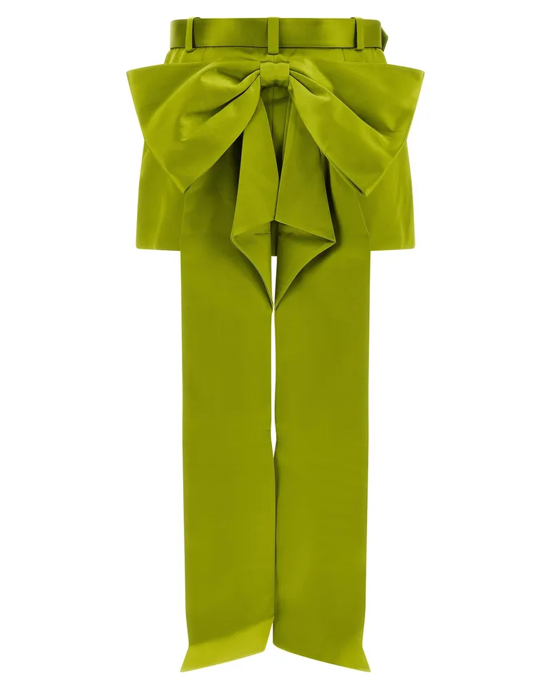 Self-Portrait Structured Bow Maxi Skirt — Lime Green Lime