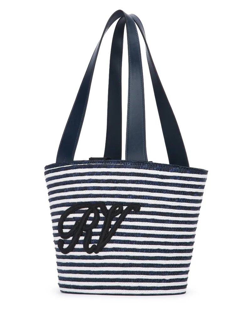 Roger Vivier Women's Rv Tote Navy Straw Leather Navy