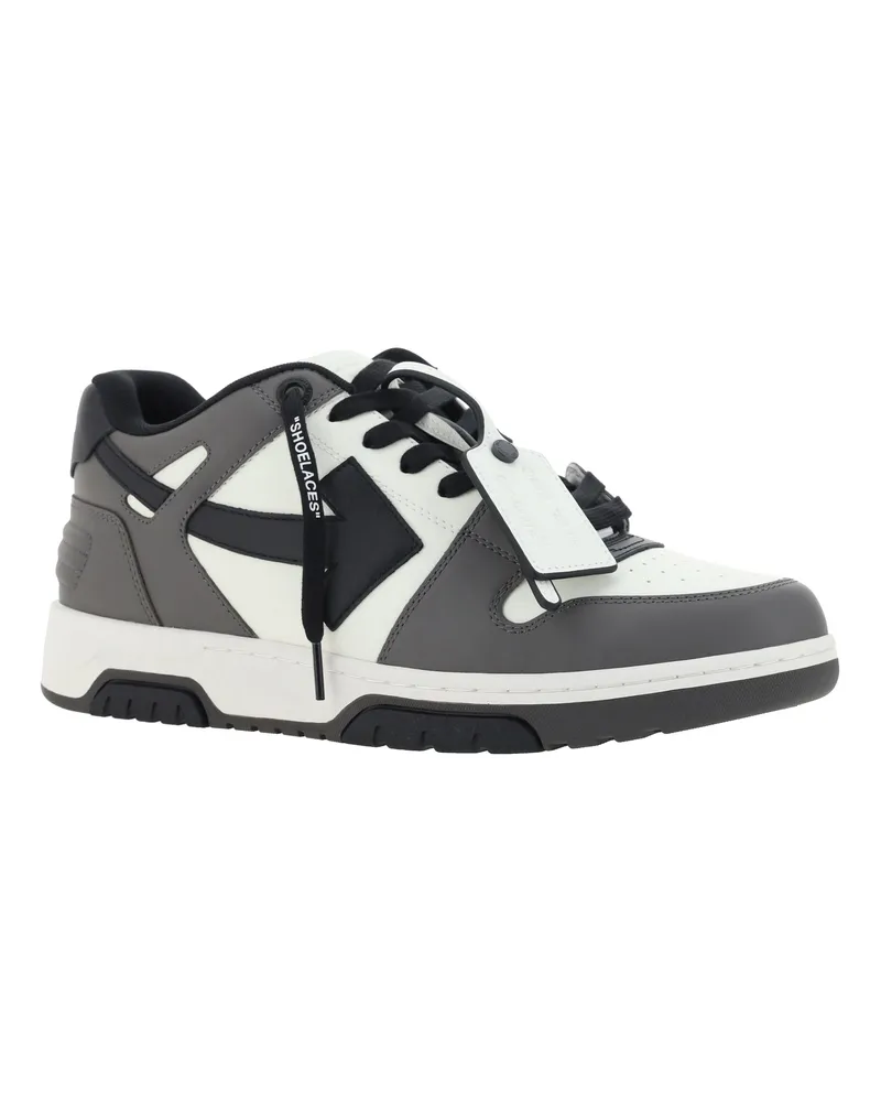 OFF-WHITE Men's Out Of Officel Leather Sneakers Dark Grey - Black Gray