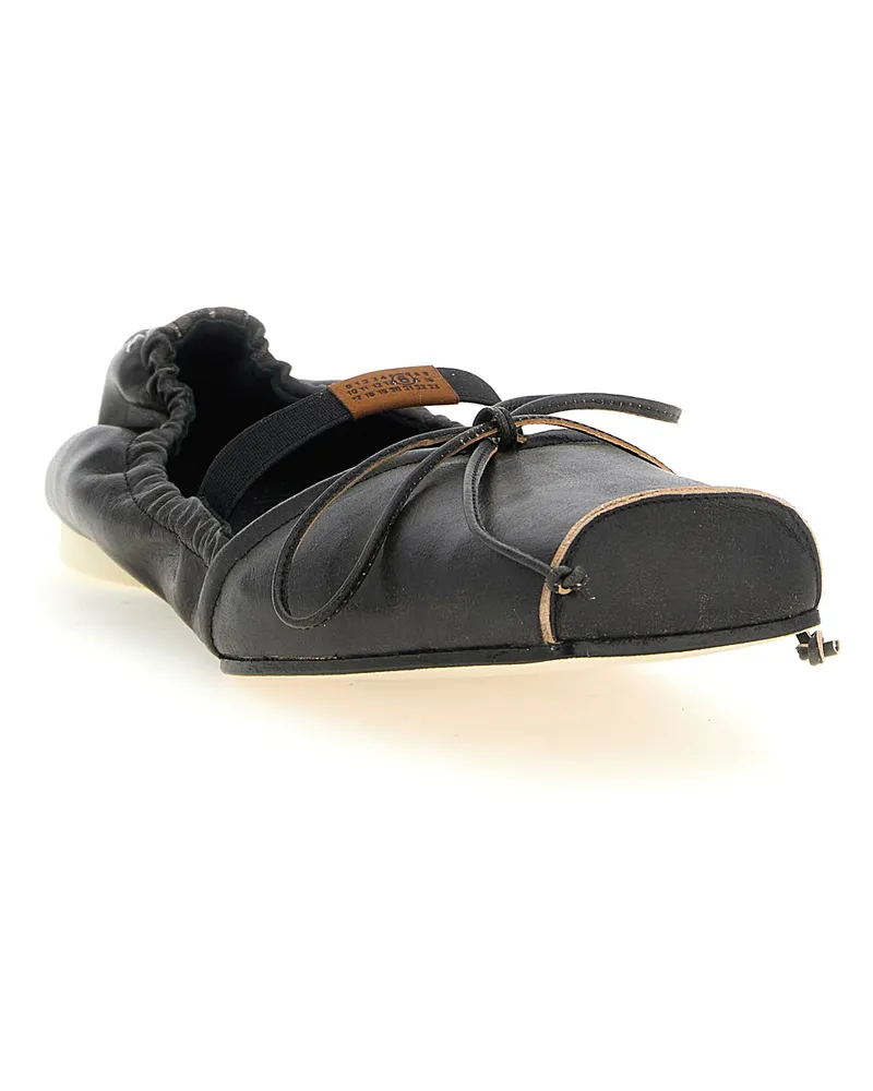 Maison Margiela Women's Black Cowhide Ballet Flats Black