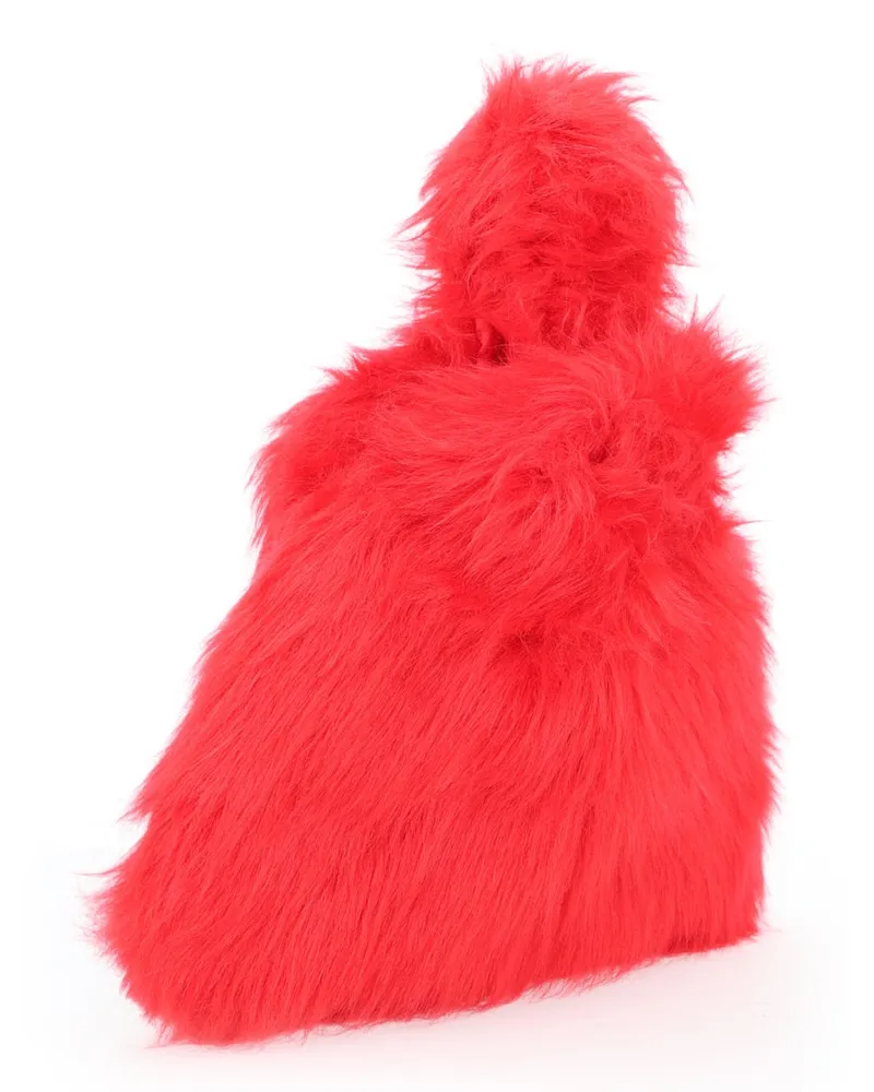 MSGM Women's Small Fluffy Bag Red Modacrylic Handbags Hand Red