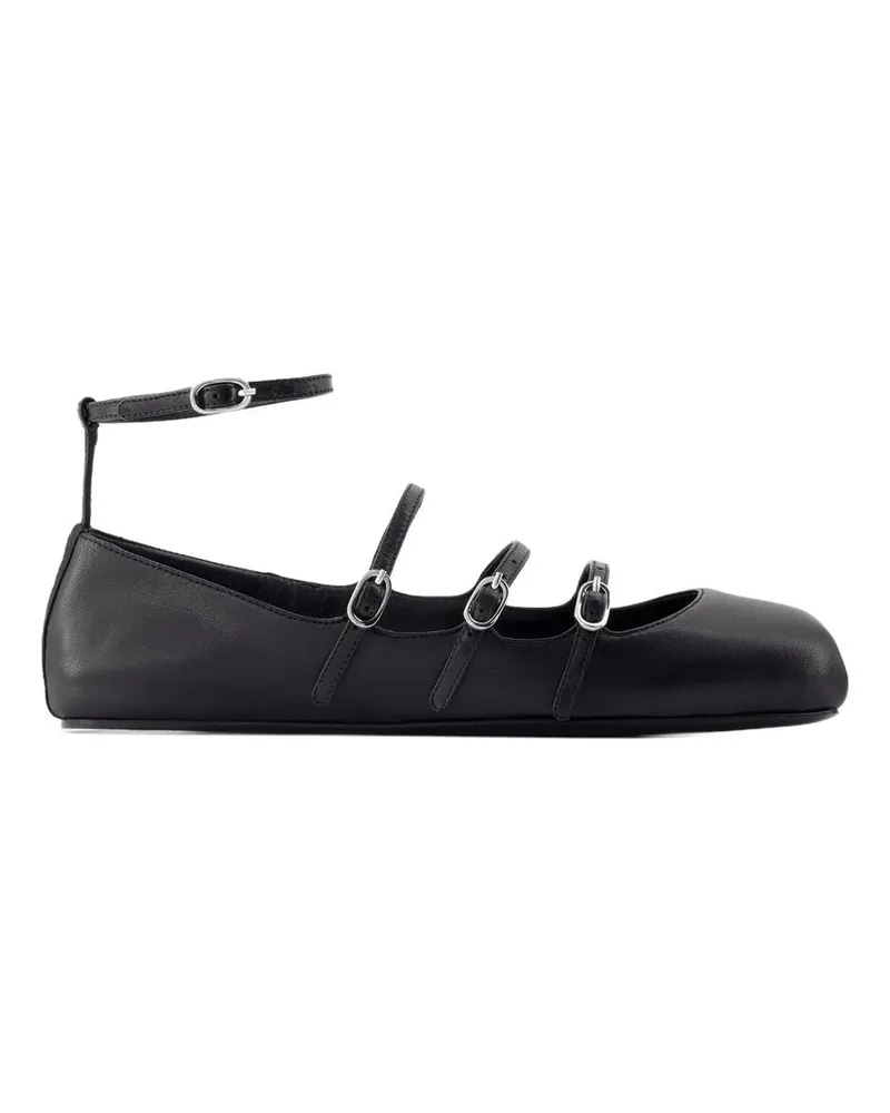 Alexander McQueen Women's Cage Ballerinas -  Leather Black Calfskin Shoes Flat-Shoes Black