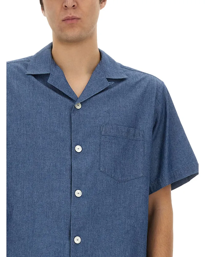 ASPESI Cotton Denim Shirt — Blue Blue
