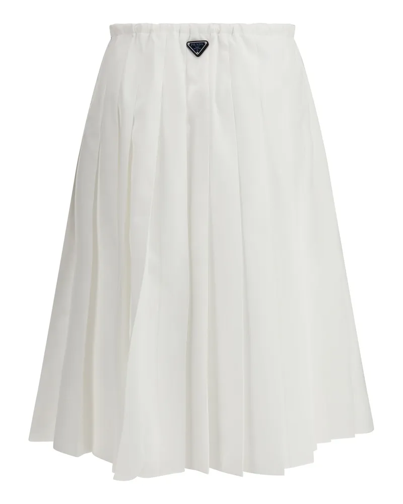 Prada Women's Pleated Jersey Skirt Bianco Cotton; Polyester White