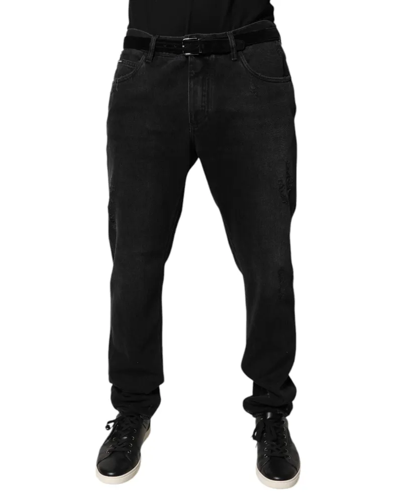 Dolce & Gabbana Black Cotton Skinny Men Denim Jeans Clothing Black