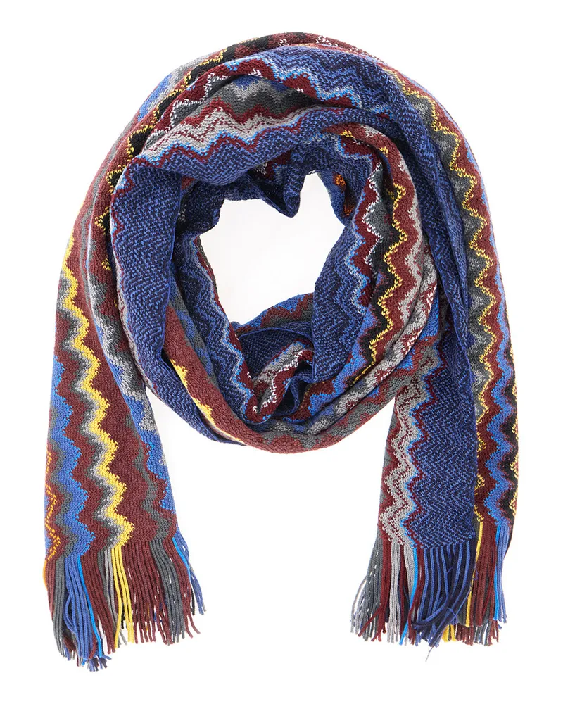 Missoni Chevron-Knit Tech Fabric Scarf — Multicolor Multicolor