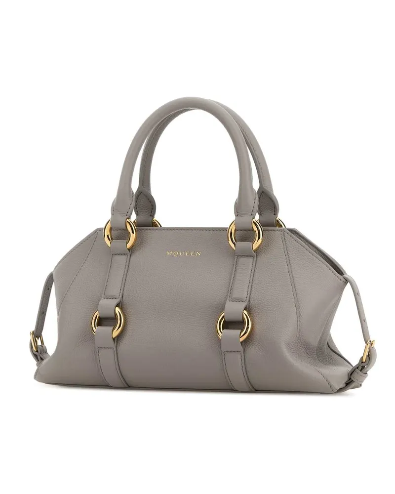 Alexander McQueen Women's Grey Leather Small Farringdon Handbag Greygold Borse A Mano Gray