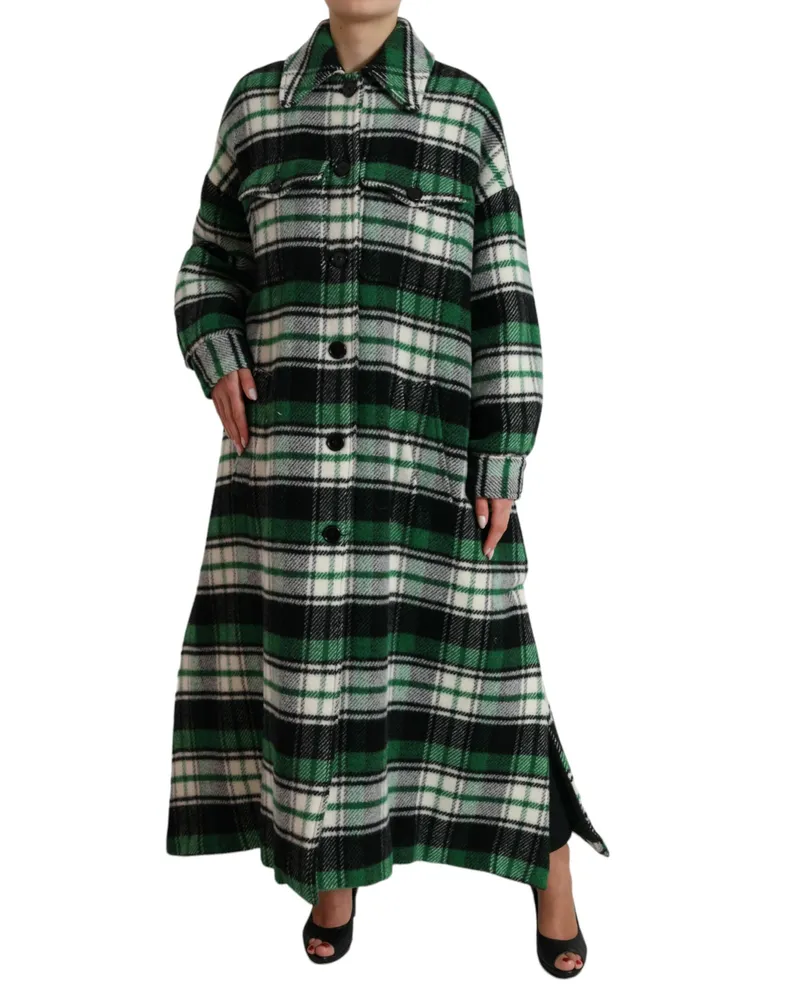 Dolce & Gabbana Women Green Plaid Long Sleeve Casual Coat Jacket Clothing Green