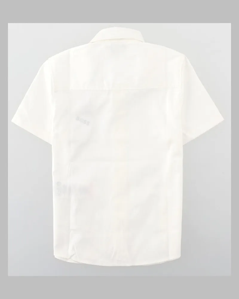 HUGO BOSS Short-Sleeve Cotton Shirt — White White