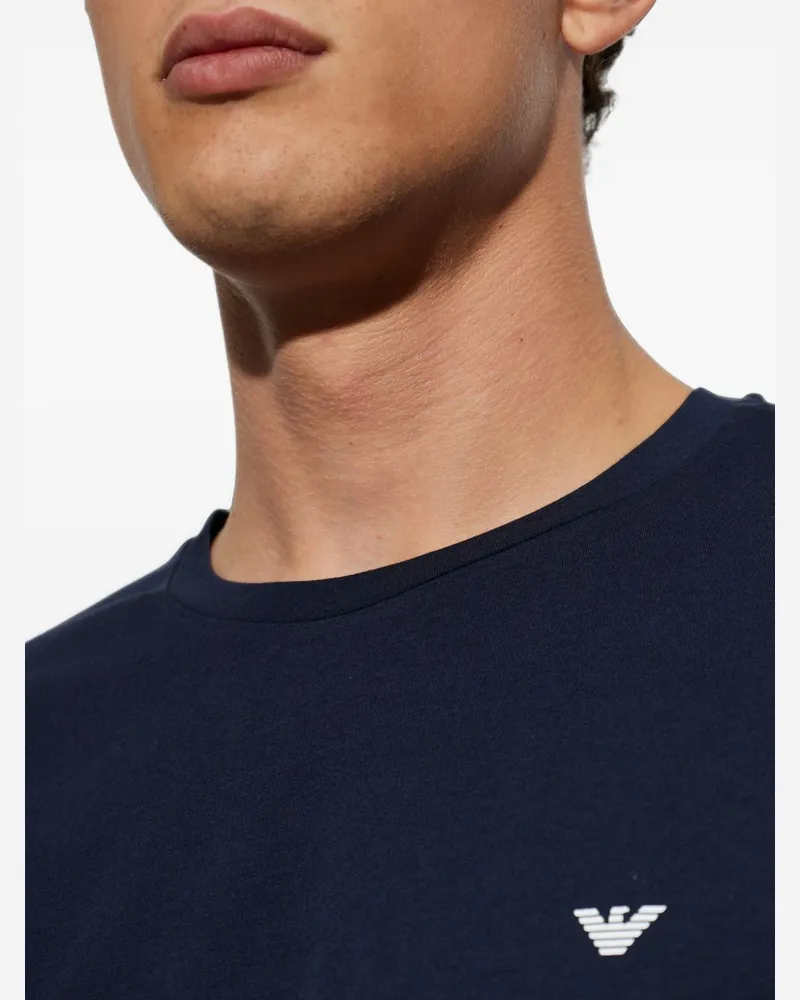 Emporio Armani Logo-Print Crewneck Sweatshirt — Navy Navy