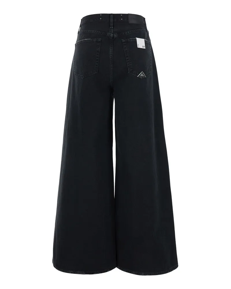 Roy Roger's Wide-Leg Cotton Denim Jeans — Black Black