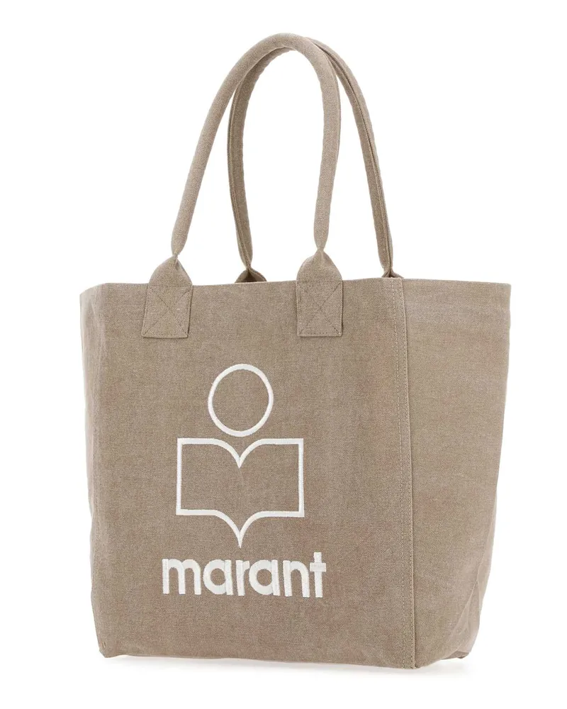 Isabel Marant Women's Cappuccino Cotton Small Yenky Shopping Bag Beige Exterior: Borse A Mano Beige