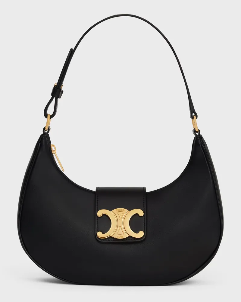Celine Ava Triomphe Shoulder Bag — Black Black