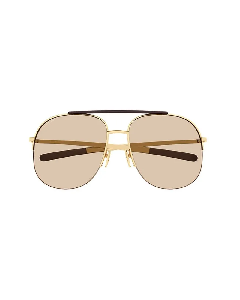 Gucci Unisex Sunglasses Gold Metal Gold