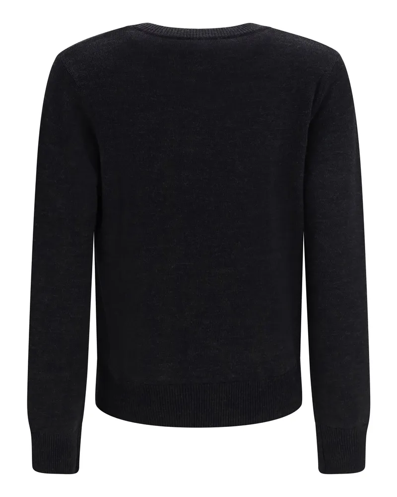 Ganni Wool with Crochet Flower Sweater — Black 