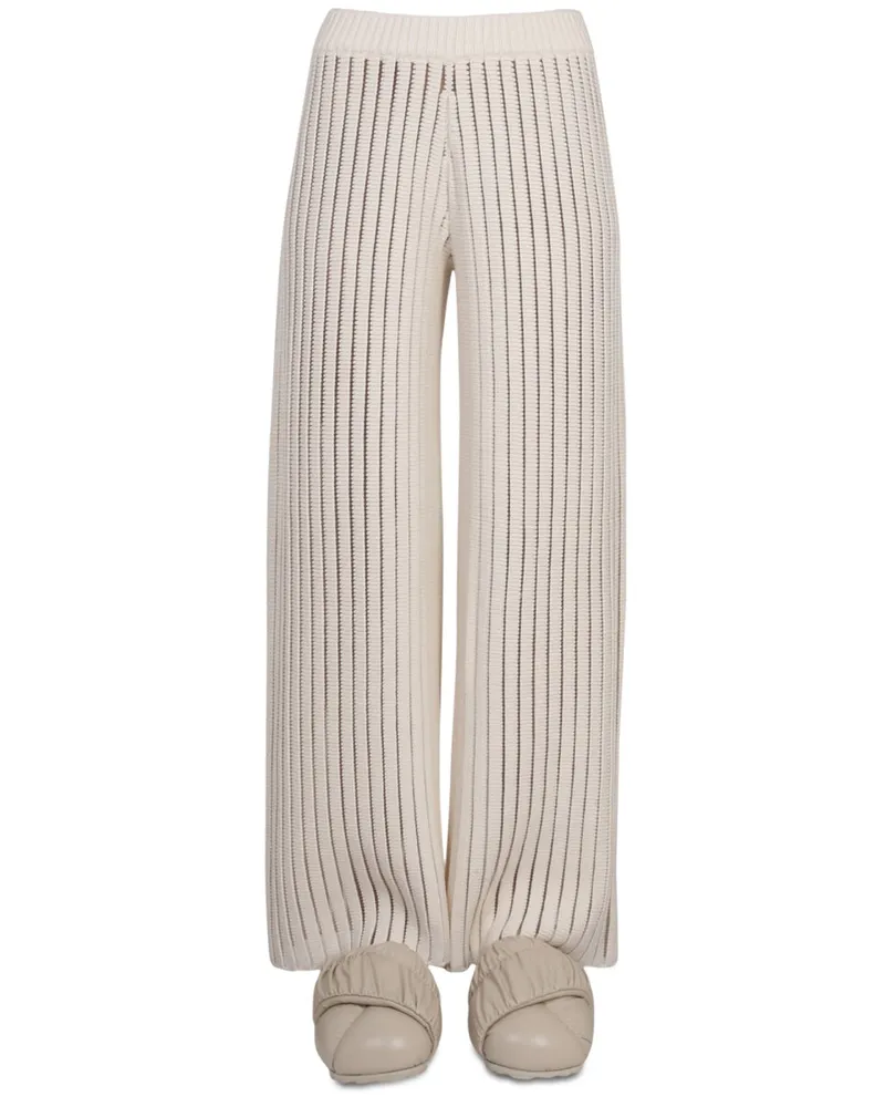 Fabiana Filippi Wide Leg Cotton Nylon Trousers — Ivory Ivory