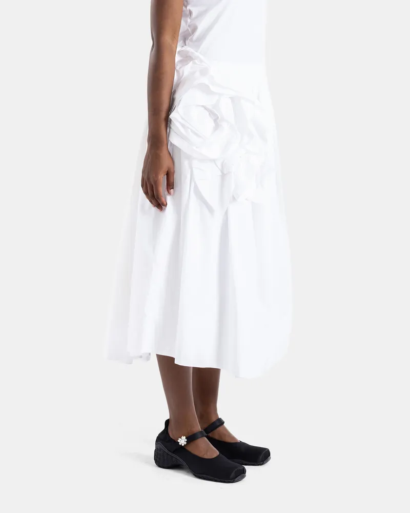 Simone Rocha Women's White Poplin Peplum Skirt With Rosette White