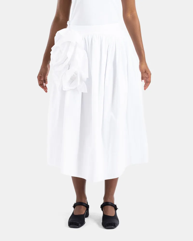 Simone Rocha Women's White Poplin Peplum Skirt With Rosette White