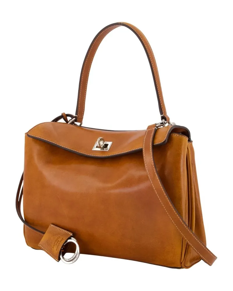 Balenciaga Women's Rodeo S Shoulder Bag Synthetic Leather Brown Vegan Shoulder-hobo-bags Brown