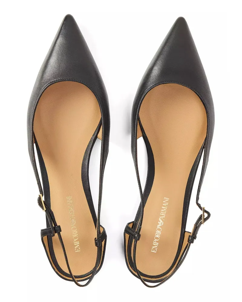 Emporio Armani Women's Pointed Toe Slingback Pumps Black Shoes Black