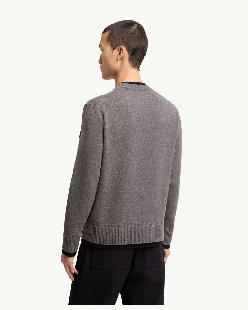 Moncler Wool-Blend Crew Neck Sweater — Grey Grey
