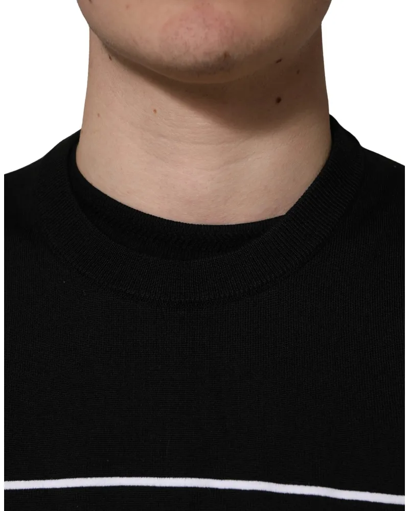 Dolce & Gabbana Men's Embroidered Logo Virgin Wool Sweater Black Black