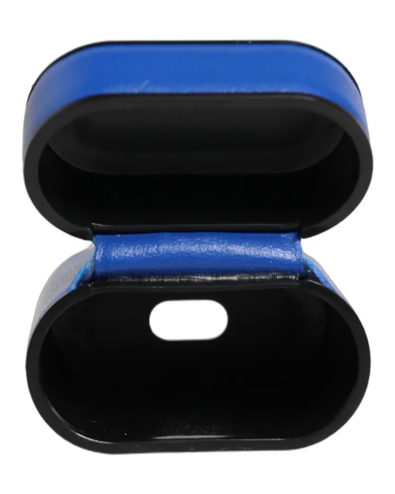 Dolce & Gabbana Women's Case Blue Calf Leather Logo Flip Holder Strap Airpods Polyurethane Accessory Blue