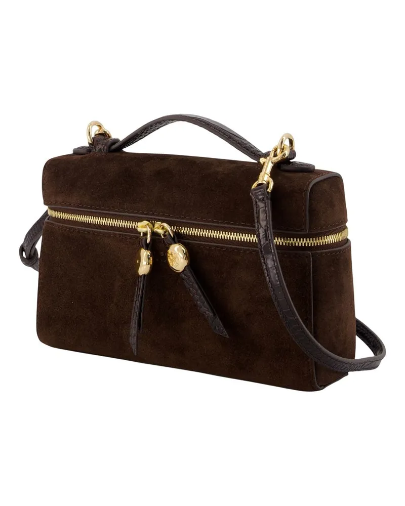 Tory Burch Women's Romy Slim Top Handle Purse -  Leather Brown Calfskin Bags Handbags-Purses Brown
