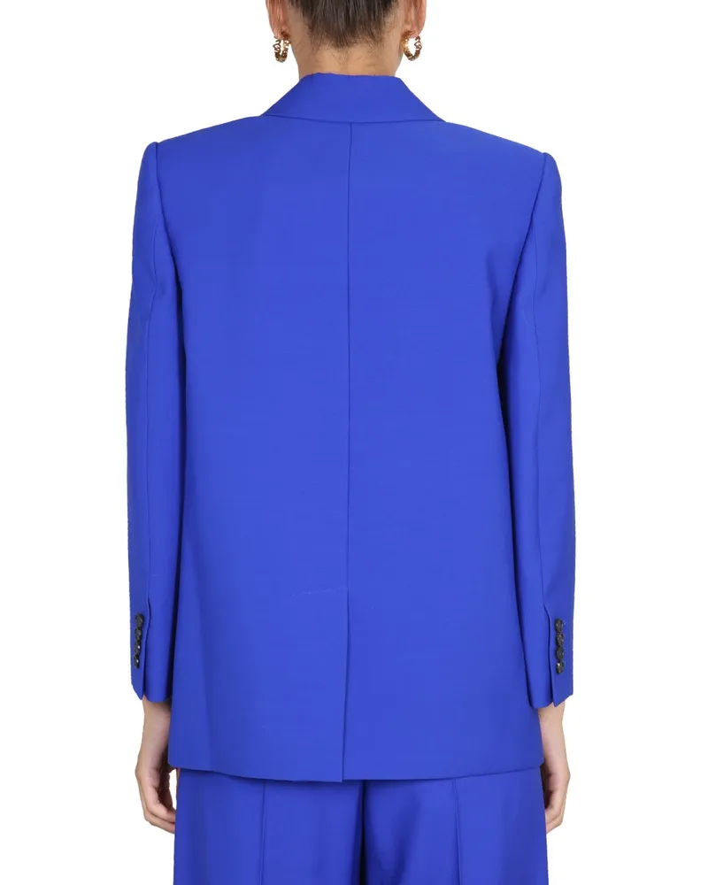 Alexander McQueen Structured Double-Breasted Wool Blazer — Blue Blue