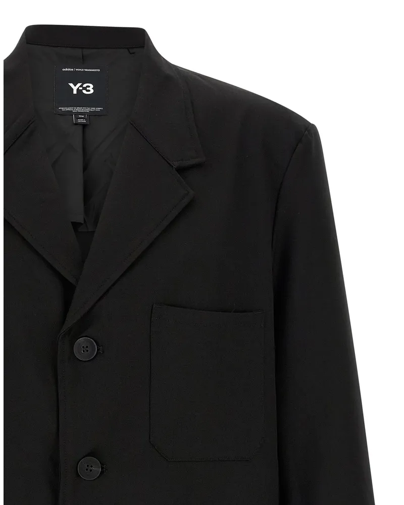 Y-3 Wool Blend Notch Lapel Blazer — Black 