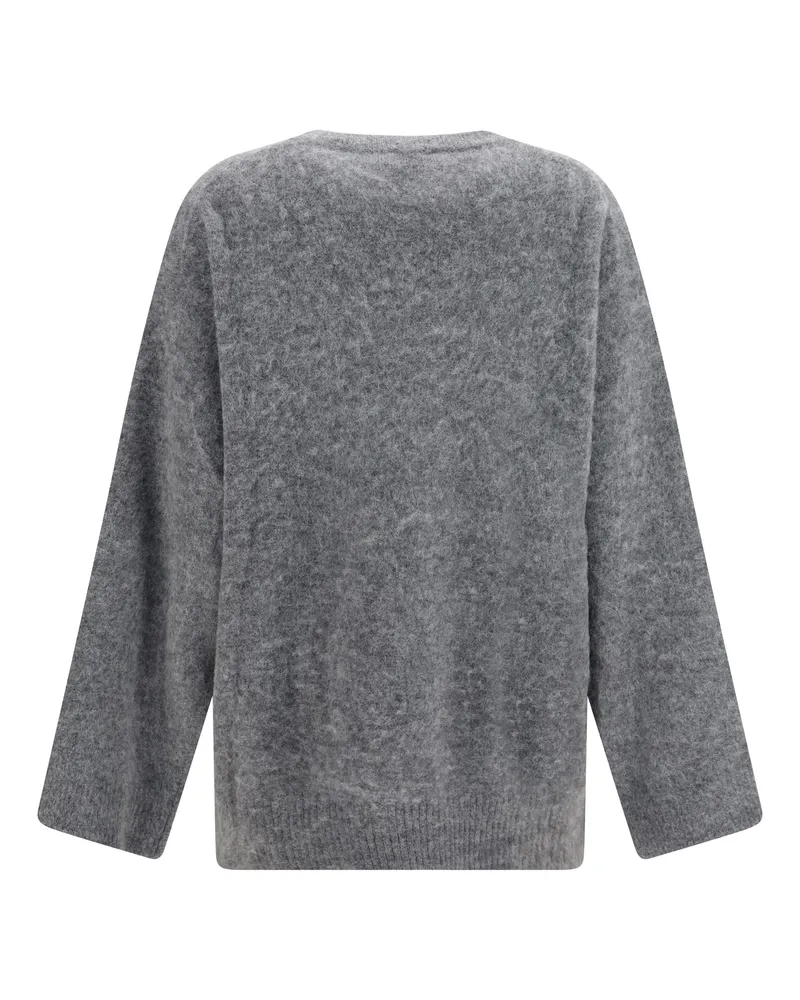 Ganni Mushroom Teddy Graphic Sweater — Gray Gray