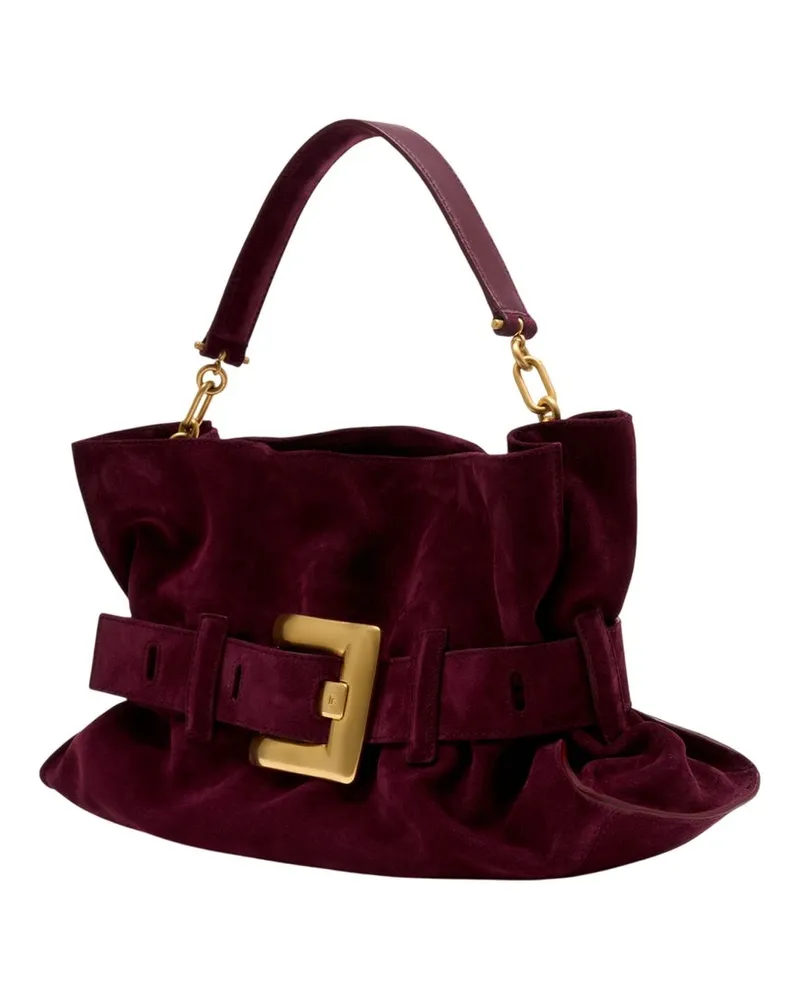 Balmain Women's Anthem Medium Shoulder Bag -  Leather Burgundy Calfskin Shoulder-Hobo-Bags Burgundy