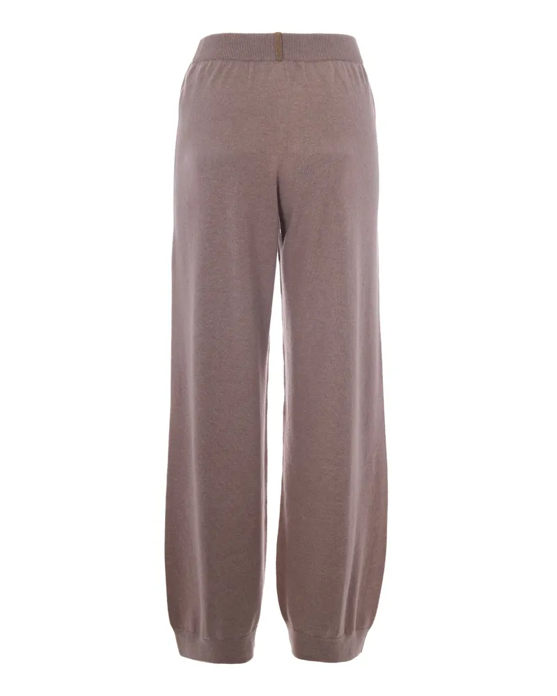 Fabiana Filippi Women's Jogging Trousers Mocha Meringue Virgin Wool Taupe