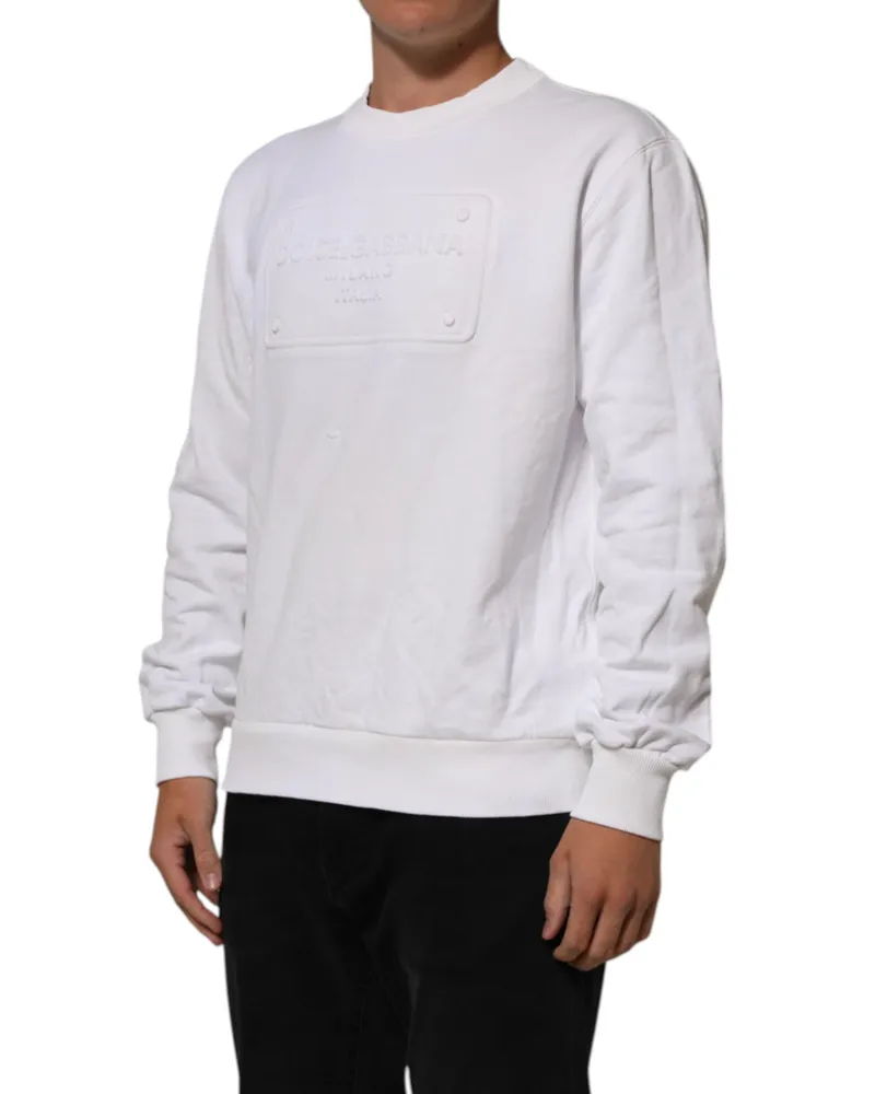 Dolce & Gabbana Logo-Embossed Cotton Sweatshirt — White White