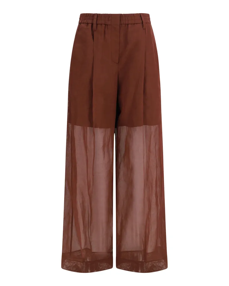 Brunello Cucinelli Women's Track Pants Sartorial Mulberry Cotton Trousers Mulberry