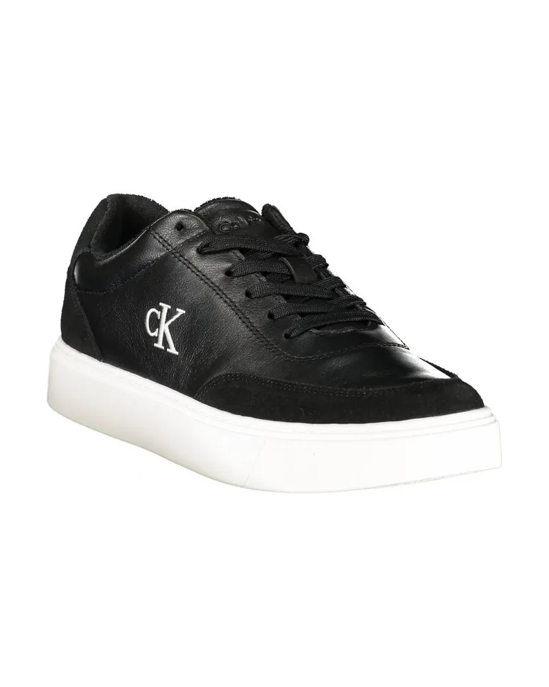Calvin Klein Leather and Polyurethane Sneaker — Black Black