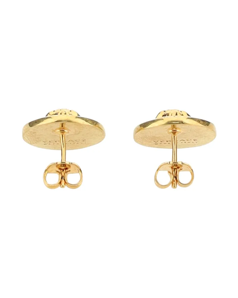 Versace Women's Medusa Logo Earrings Tribute Gold Metal Metallic Metallised Gold