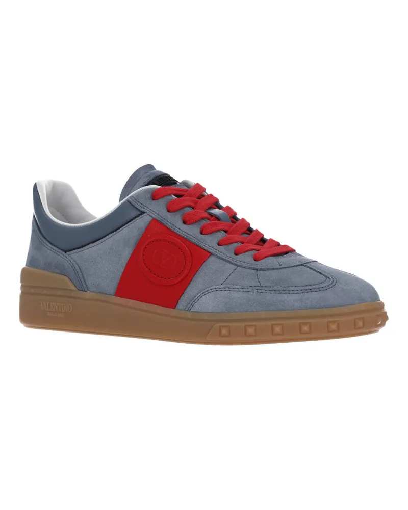 Valentino Garavani Men's Suede And Leather Low-Top Sneaker Blue Blue