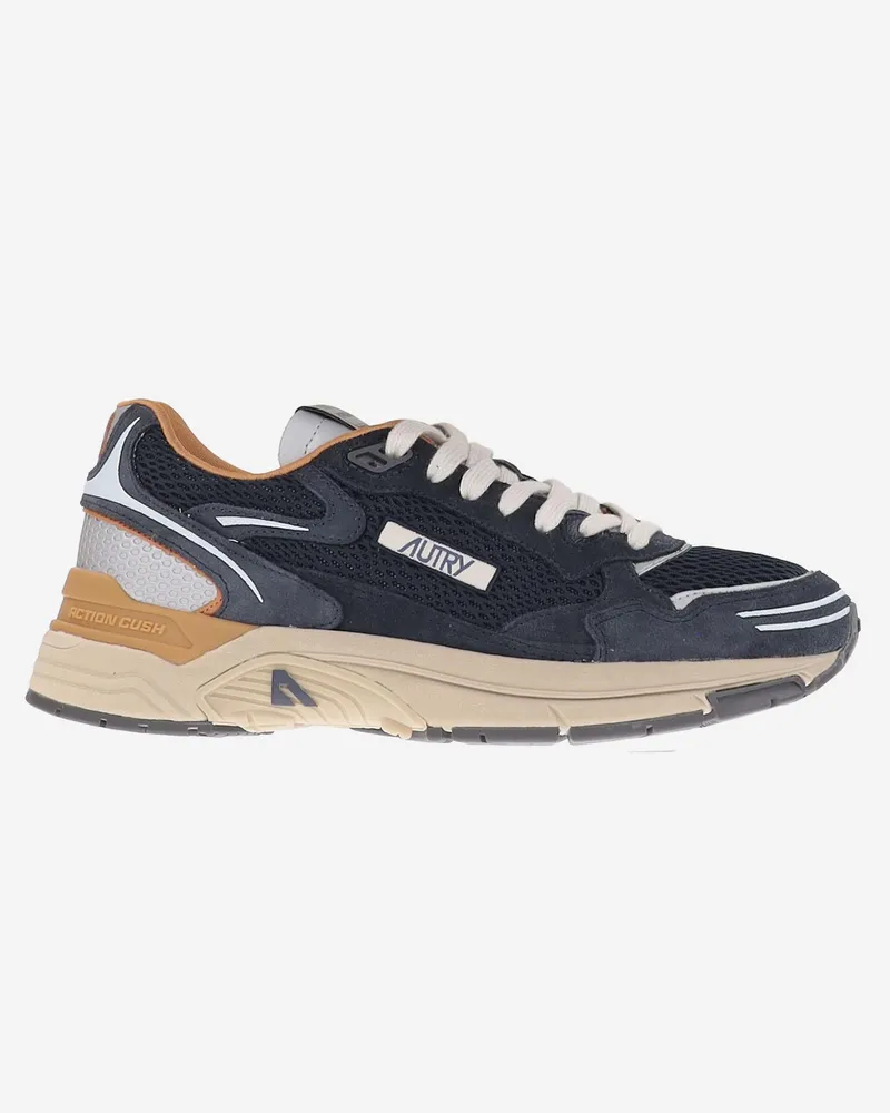 AUTRY Men's Sneakers Hyperway Multicolour Leather-Mesh Trainers Leather/mesh Navy