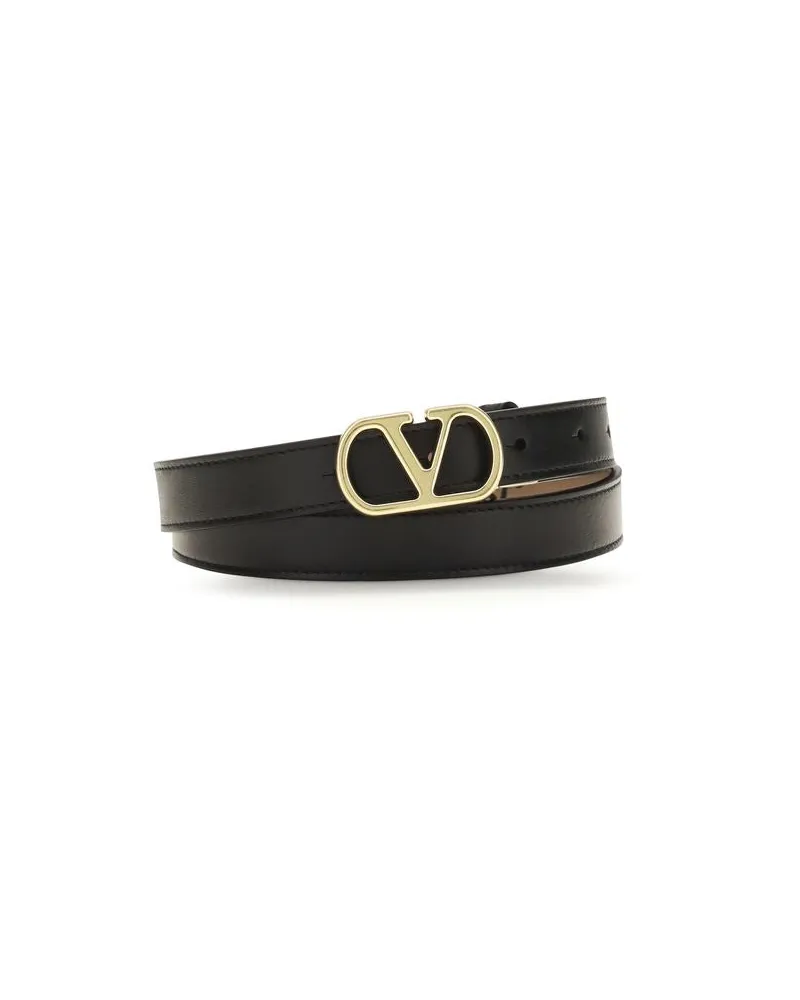 Valentino Garavani Women's Black Calf Leather Bos Taurus Regular Belt Black