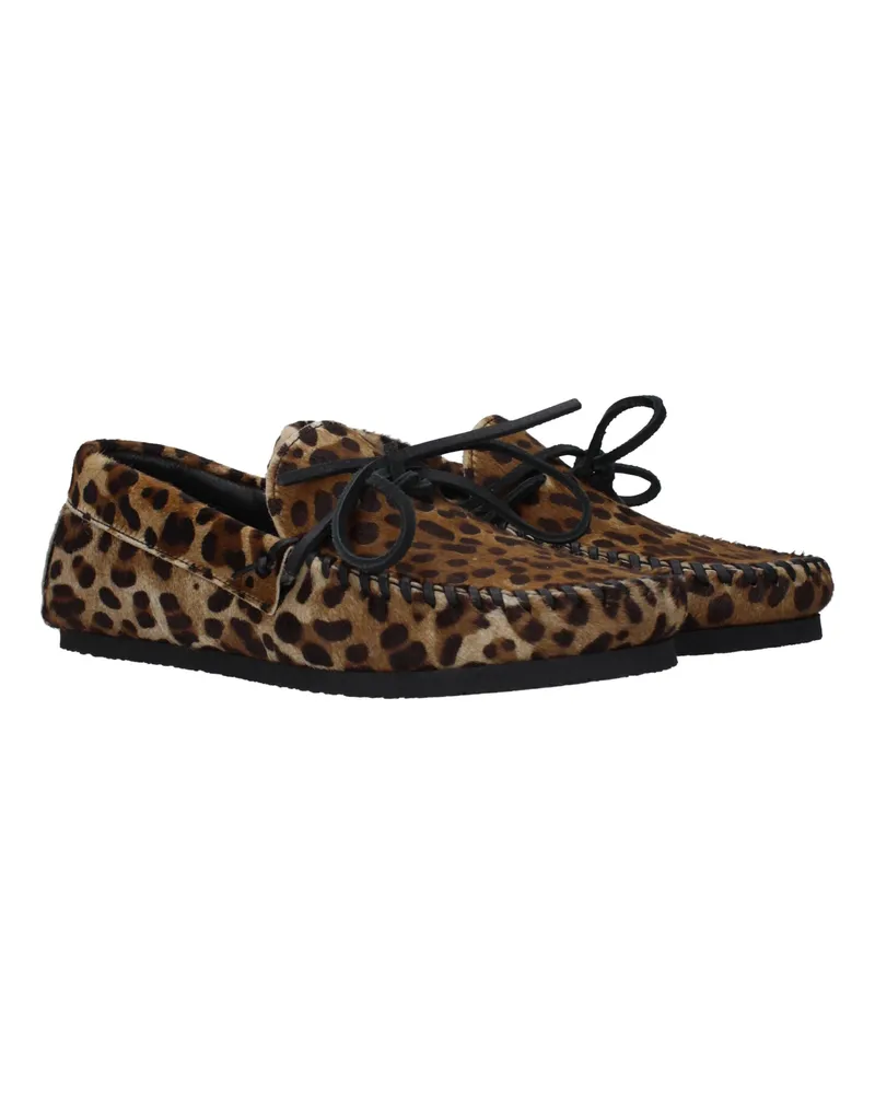 Isabel Marant Women's Brown Horsehair Slip-On Loafers Brown