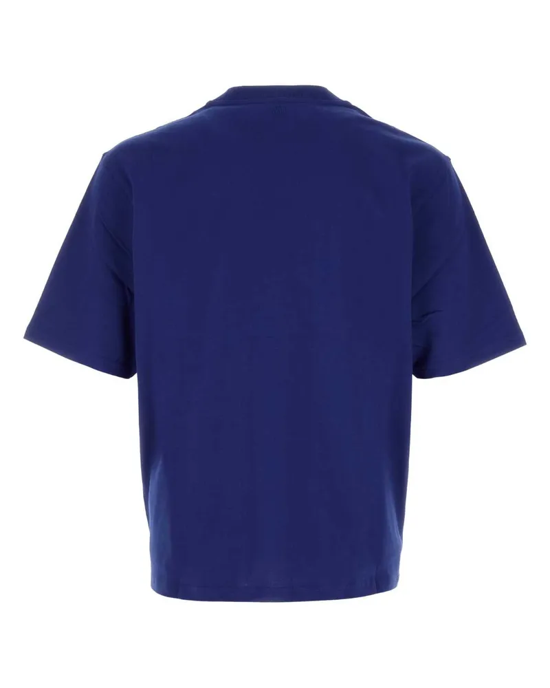 AMI Paris Tonal Embossed Logo T-Shirt — Navy Navy