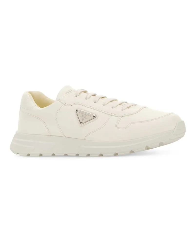 Prada Men's White Leather Prax 2.0 Sneakers Avorio White