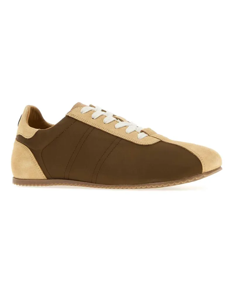 AMI Paris Men's Two-Tone Suede And Fabric Sneakers Marron Glace Brown