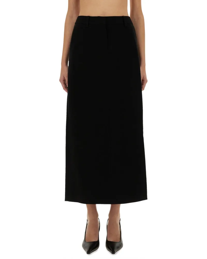 Michael Kors Textured Crepe Maxi Skirt — Black Black