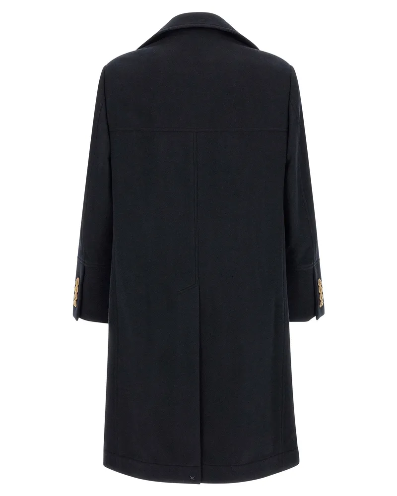 Brunello Cucinelli Double-Breasted Cashmere Coat — Navy Navy