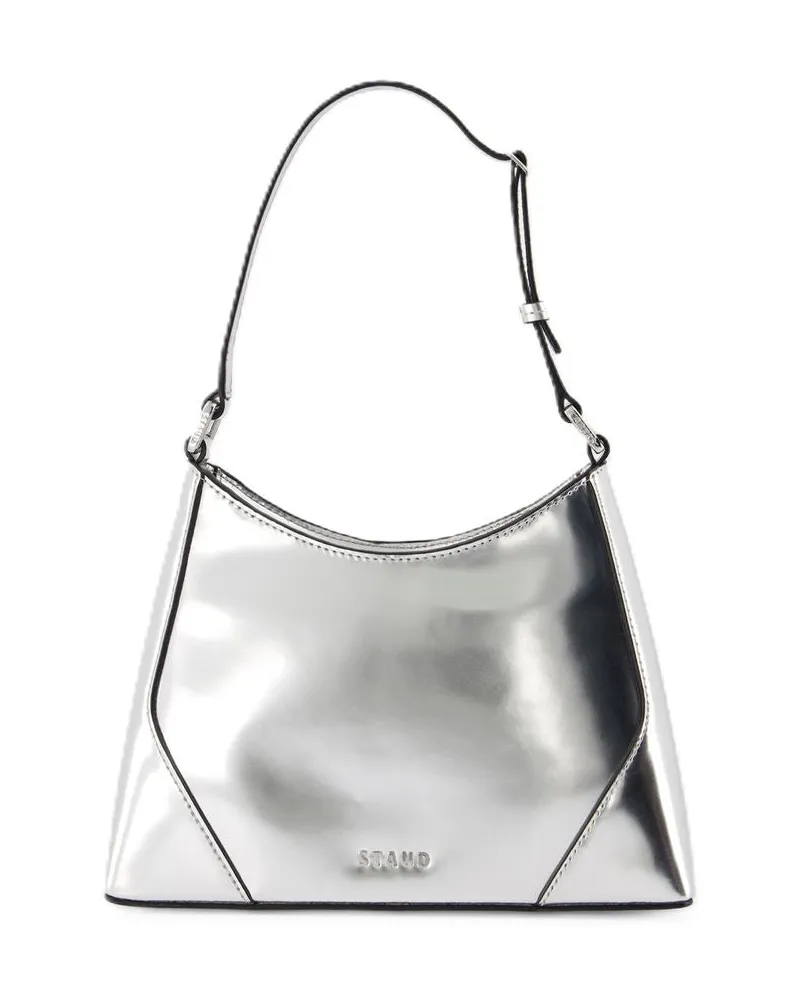 STAUD Women's Linda Shoulder Bag -  Leather Silver Calfskin Shoulder-Hobo-Bags Silver