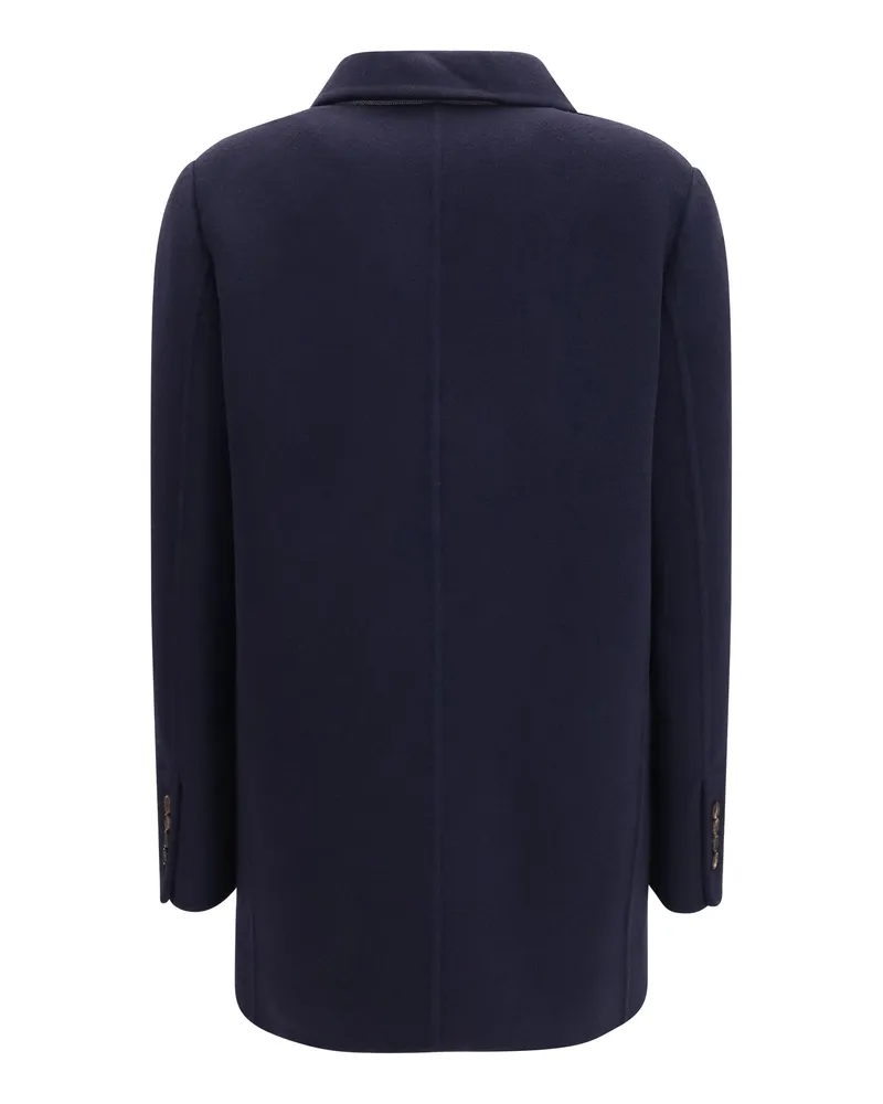 Brunello Cucinelli Women's Jacket Single-Breasted Wool And Cashmere Blue Merino Blue