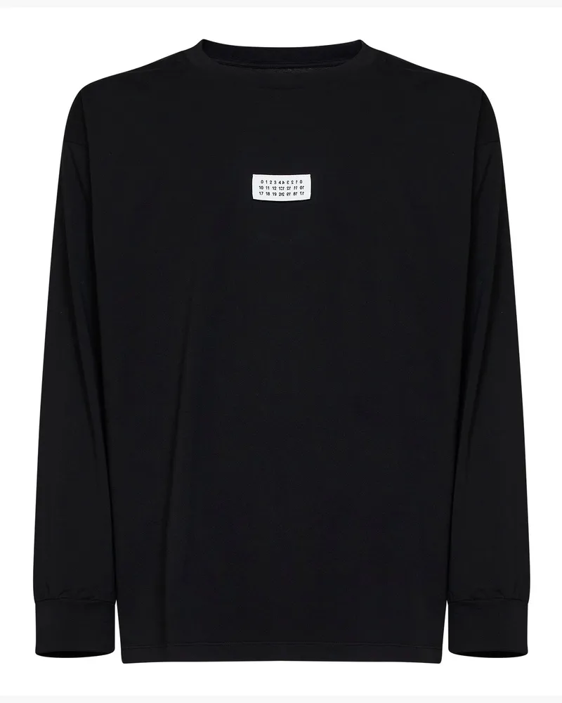 Maison Margiela Numeric-Embroidered Cotton Sweatshirt — Black Black