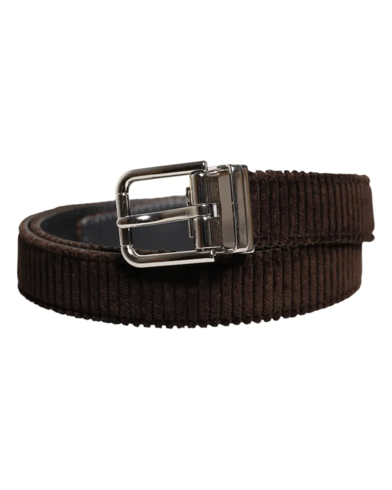 Dolce & Gabbana Velvet Ridged Belt — Brown Brown